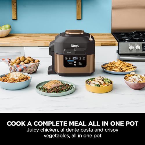 Ninja Speedi 10-in-1 Rapid Cooker, Air Fryer and Multi Cooker, 5.7L, Meals for  4 in 15 Minutes, Air Fry, Steam, Grill, Bake, Roast, Sear, Slow Cook &  More, Cooks 4 Portions, Copper
